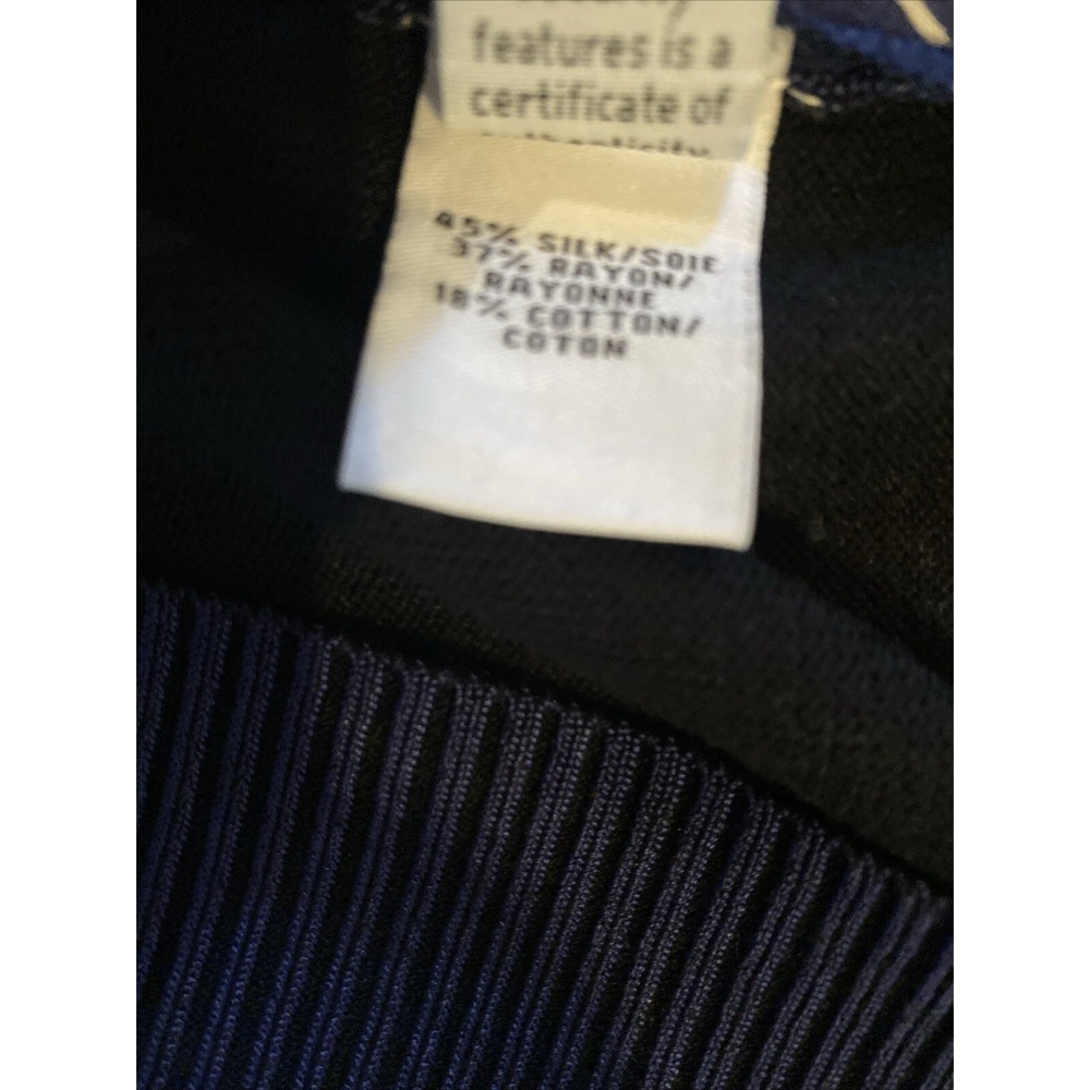 DIANE VON FURSTENBERG Sweater Silk Size M Navy Blue Pullover Classic Preppy - Picture 15 of 16